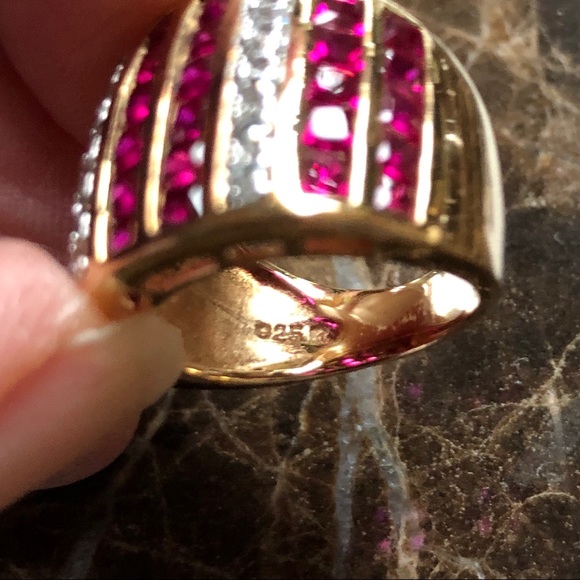 VTG 925 Sterling Silver Ring with gold overlay - Picture 2 of 8